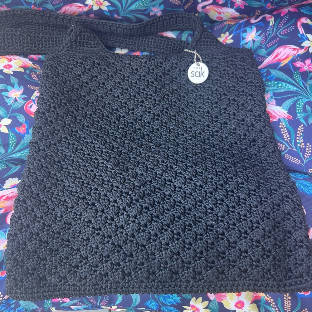 Black Crochet Handbag w/Shoulder Straps by The Sak
